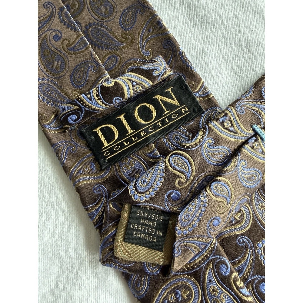 Dion Collection	Bronze Paisley Teardrop Woven Jacquard 100% Silk Tie Made Canada